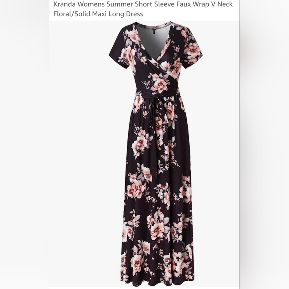 Floral faux wrap maxi dress, Small